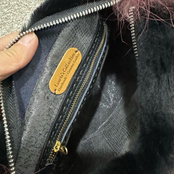 Maroon Handmade Dyed Real Fox Fur Bag With Fur Handle Includes 2 Strap Styles - Picture 15 of 16